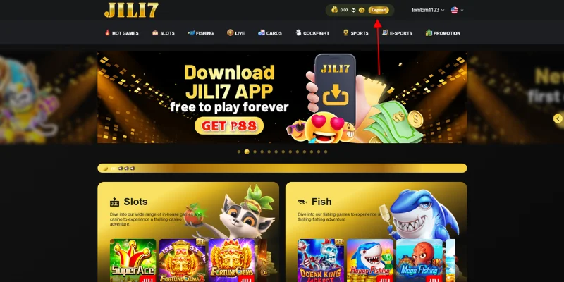 After registering or logging in, select Information then select Deposit at JILI7 Lobby